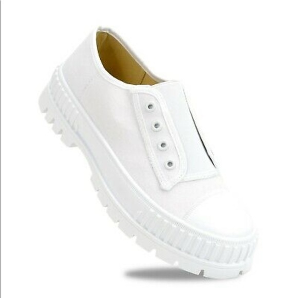 White canvas chunky sneaker - Picture 2 of 9